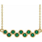14K Yellow Natural Emerald Bezel Set Bar 16-18" Necklace