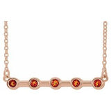14K Rose Natural Citrine Bezel Set Bar 16" Necklace