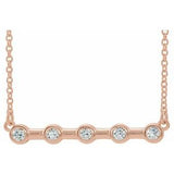 14K Rose 1/6 CTW Natural Diamond Bezel Set Bar 18" Necklace