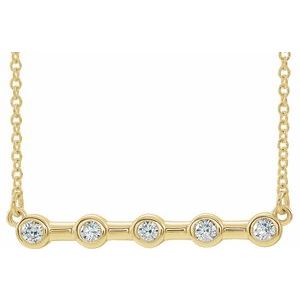 14K Yellow 1/6 CTW Natural Diamond Bezel Set Bar 18" Necklace