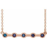 14K Rose Lab-Grown Alexandrite Bezel-Set Bar 18" Necklace