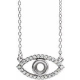 Sterling Silver 3.5 mm Round Natural White Sapphire Semi-Set Evil Eye 18" Necklace