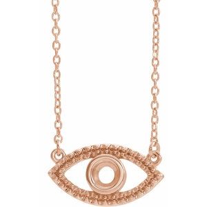 14K Rose Accented Evil Eye 16" Necklace Mounting