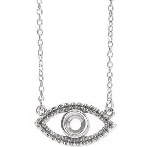 14K White Accented Evil Eye 18" Necklace Mounting
