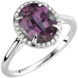 14K White 10x8 mm Lab-Grown Alexandrite &amp; .06 CTW Natural Diamond Ring