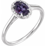 14K White 7x5 mm Lab-Grown Alexandrite &amp; .03 CTW Natural Diamond Ring