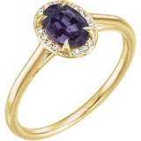 14K Yellow 7x5 mm Lab-Grown Alexandrite &amp; .03 CTW Natural Diamond Ring