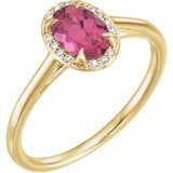 14K Yellow 7x5 mm Natural Pink Tourmaline &amp; .03 CTW Natural Diamond Ring