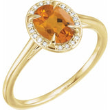 14K Yellow 8x6 mm Natural Citrine &amp; .04 CTW Natural Diamond Ring