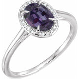 14K White 8x6 mm Lab-Grown Alexandrite &amp; .04 CTW Natural Diamond Ring