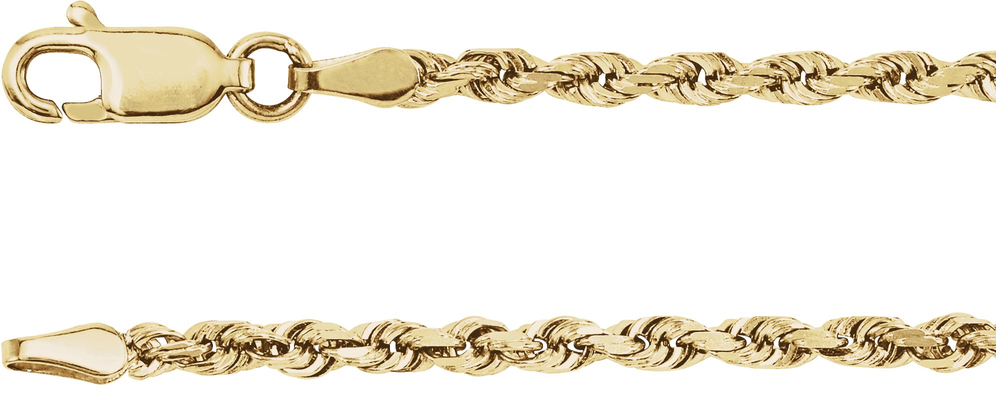 14K Yellow Gold 2.5 mm Diamond-Cut Rope 24" Chain