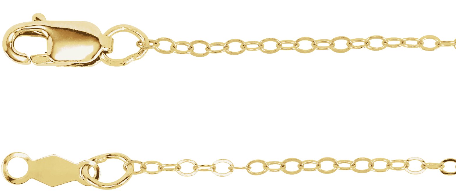14K Yellow Gold 1.3mm Flat Cable 18" Chain