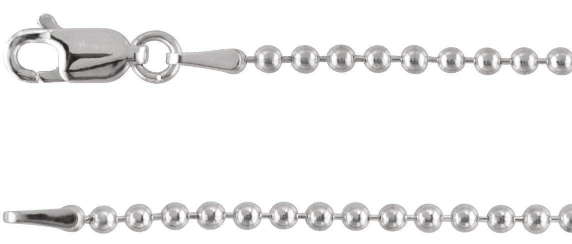 Sterling Silver 2mm Hollow Bead 16" Chain