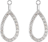 14K White Gold 1/4 CTW Natural Diamond Teardrop Earring Jackets