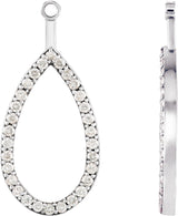 14K White Gold 1/4 CTW Natural Diamond Teardrop Earring Jackets