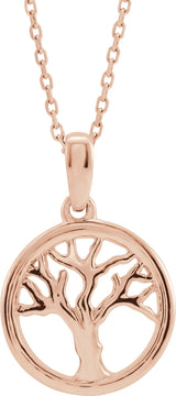 14K Rose Gold Tree of Life 16-18" Necklace