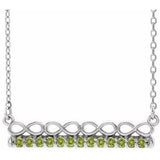 Sterling Silver Natural Peridot Infinity-Inspired Bar 18" Necklace