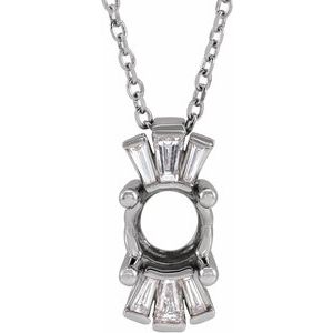 Platinum 6 mm Round 1/6 CTW Natural Diamond Semi-Set 16-18" Necklace