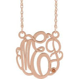 14K Rose Gold-Plated Sterling Silver 25 mm 3-Initials Imitation Citrine Script Monogram 18" Necklace
