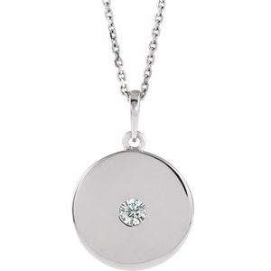 14K White 1/10 CTW Natural Diamond Disc 16-18" Necklace