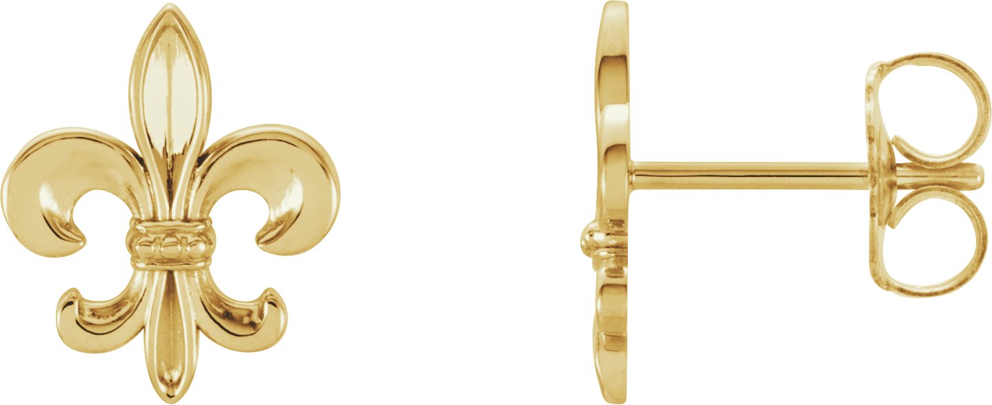 14K Yellow Gold Fleur-de-lis Earrings