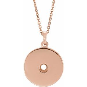 14K Rose 3 mm Round Disc 16-18" Necklace Mounting