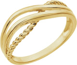 14K Yellow Gold Rope Criss-Cross Ring