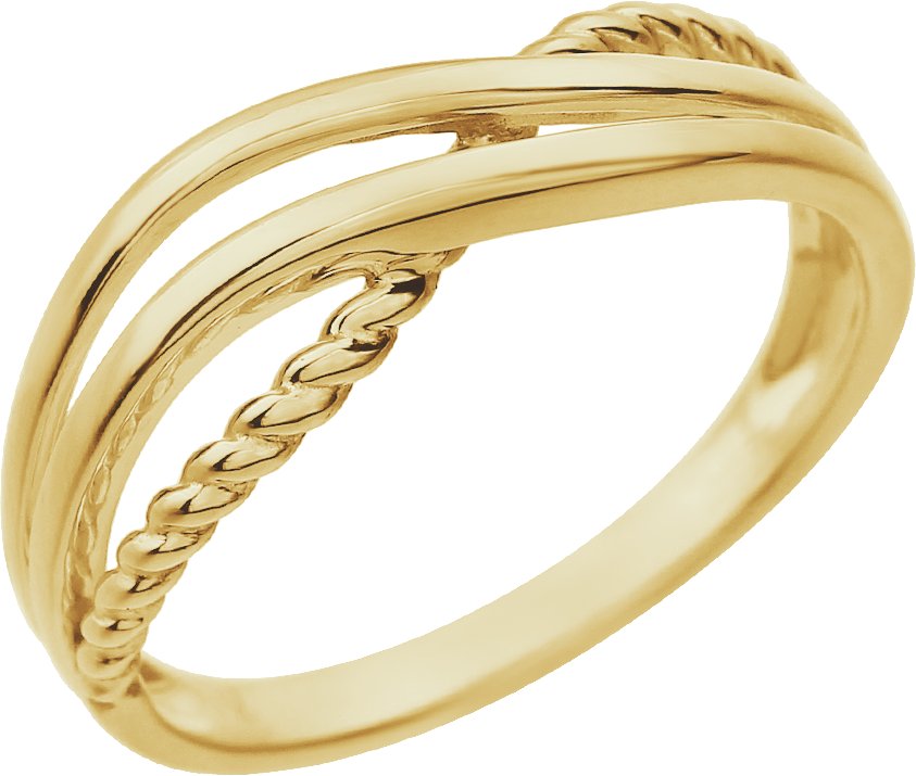 14K Yellow Gold Rope Criss-Cross Ring