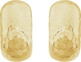 14K Yellow Gold Hammered Hollow J-Hoop Earrings