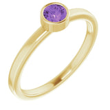 14K Yellow 4mm Natural Amethyst Ring