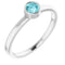 14K White Gold 4mm Natural Blue Zircon Ring