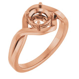 14K Rose 6mm Round Ring Mounting