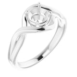 14K White 5.8mm Round Ring Mounting
