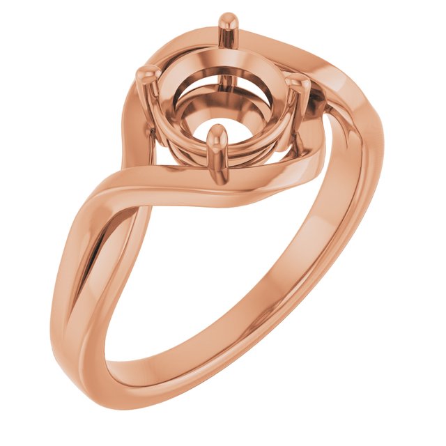 14K Rose 6.5mm Round Ring Mounting