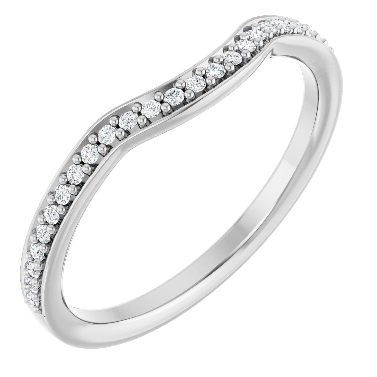 14K White Gold 1/8 CTW Natural Diamond Contour Band