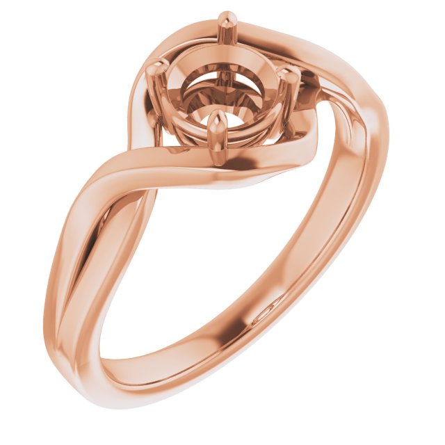 14K Rose 5.5mm Round Ring Mounting