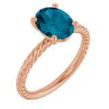 14K Rose Gold Natural London Blue Topaz Ring