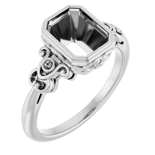 Palladium 8x6 mm Emerald Ring Mounting