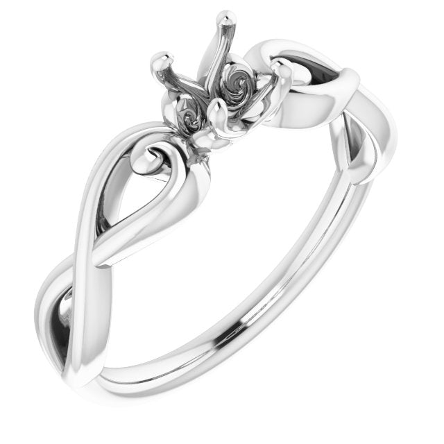 14K White 4.8mm Round Ring Mounting
