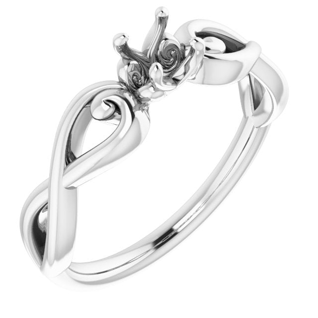 14K White 4.1mm Round Ring Mounting