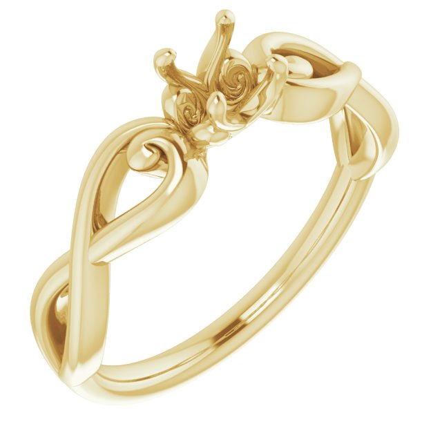 10K Yellow 4.4 mm Round Ring Mounting