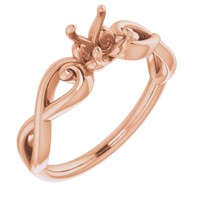 10K Rose 5.2mm Round Ring Mounting