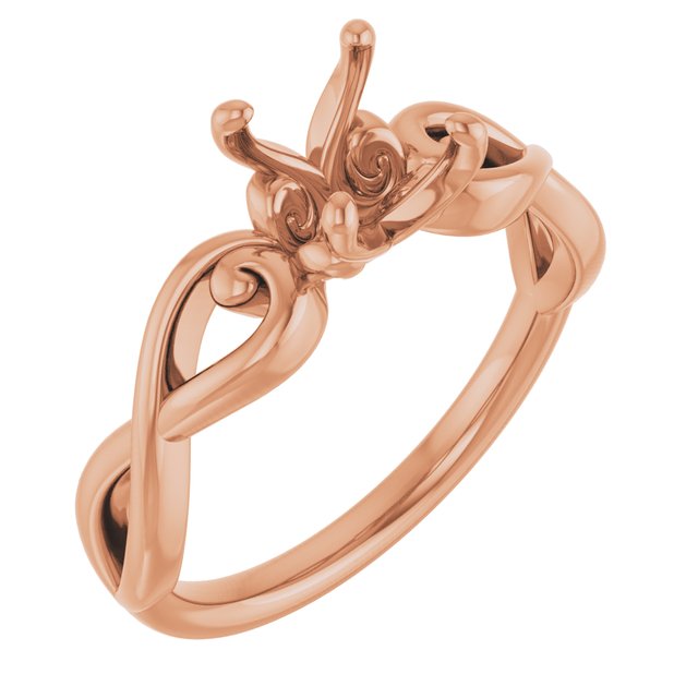 14K Rose 6.5mm Round Ring Mounting