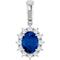 85654 / Pendant / Set / 14K White / Oval / Lab-Grown Blue Sapphire / 8 X ​​6Mm :: 1/3 Ctw / Natural Diamond / I1, GH / Polished / Lab-Grown Blue Sapphire And 1/3 Ctw Natural Diamond Pendant