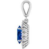 85654 / Pendant / Set / 14K White / Oval / Lab-Grown Blue Sapphire / 8 X ​​6Mm :: 1/3 Ctw / Natural Diamond / I1, GH / Polished / Lab-Grown Blue Sapphire And 1/3 Ctw Natural Diamond Pendant