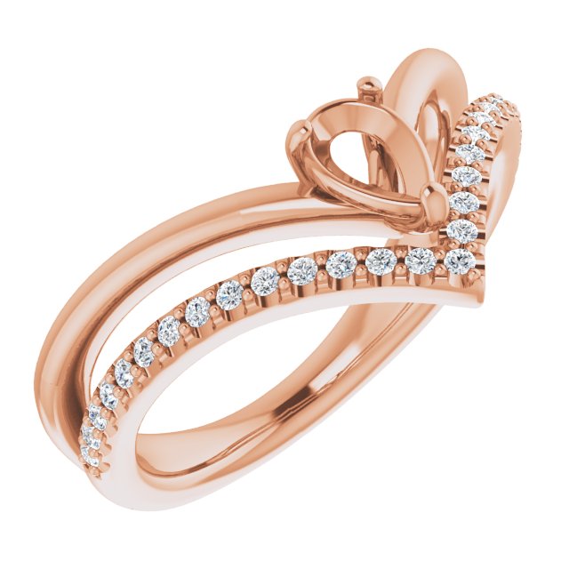 14K Rose 1/6 CTW Natural Diamond Semi-Set Negative Space Ring