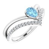 14K White Natural Aquamarine &amp; 1/6 CTW Natural Diamond Ring