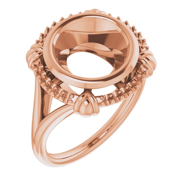 10K Rose 10mm Round Ring Mounting