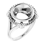 14K White 10mm Round Ring Mounting