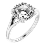 14K White 5mm Cushion Ring Mounting